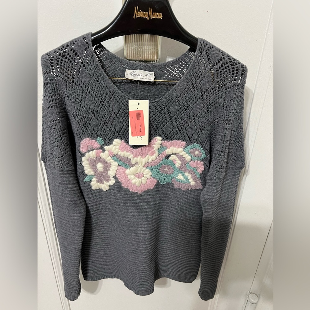 ITALY NEW SWEATER MAGDA SIZE L 50% VISCOSE 50% POLYAMIDE